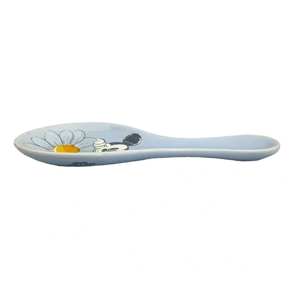 Disney Spoon Rest Mickey Mouse Ceramic Floral Kitchen Accessory Yellow Blue